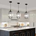 Modern Pendant Lights Kitchen Island 2 Pack Matte Black Pendant Lights Water Ripple Glass Square Pendant Lighting Over Island Hanging Pendant Light Fixtures for Kitchen Dining Room Hallway Foyer