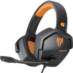 NUBWO N16 Gaming Headset for Xbox, PS5, PS4, PC, NS, Mac - Over Ear Headphones with Microphone, Stereo Sound, Wired Xbox Headet with 3.5mm Audio Jack (Black Orange)