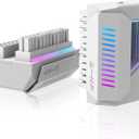 EZDIY-FAB Shield 24-Pin Angle Adapter with Infinity Mirror ARGB Light,ATX 24 Pin Power Connector, 5V 3pin ARGB Sync-180 Degree-White-1 Pack