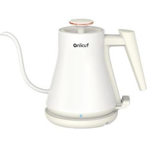 Electric Kettle, Gooseneck Electric Water Kettle for Pour Over Coffee & Tea, 0.8L Quick Heating Small Hot Water Kettle Electric, Stainless Steel, Auto-Off & Boil Dry Protection, Matte White