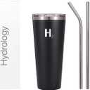 H2 HYDROLOGY Classic Tumbler | Tumbler With Lid and Four Straws | Double Wall Vacuum Insulated & Stainless Steel Water Tumbler | Anti-Slip Tumbler for Coffee, Water, Tea (32 oz, Black)