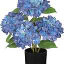 Hollyone 19" Hydrangea Artificial Flowers in Black Pot, 7.5" Large Fake Hydrangeas Blue Silk Flowers, Decorative Potted Flowers for Home Decor, Living Room, Tabletop, Desk, Kitchen Decorations, 
13D x 13W x 22H centimetres