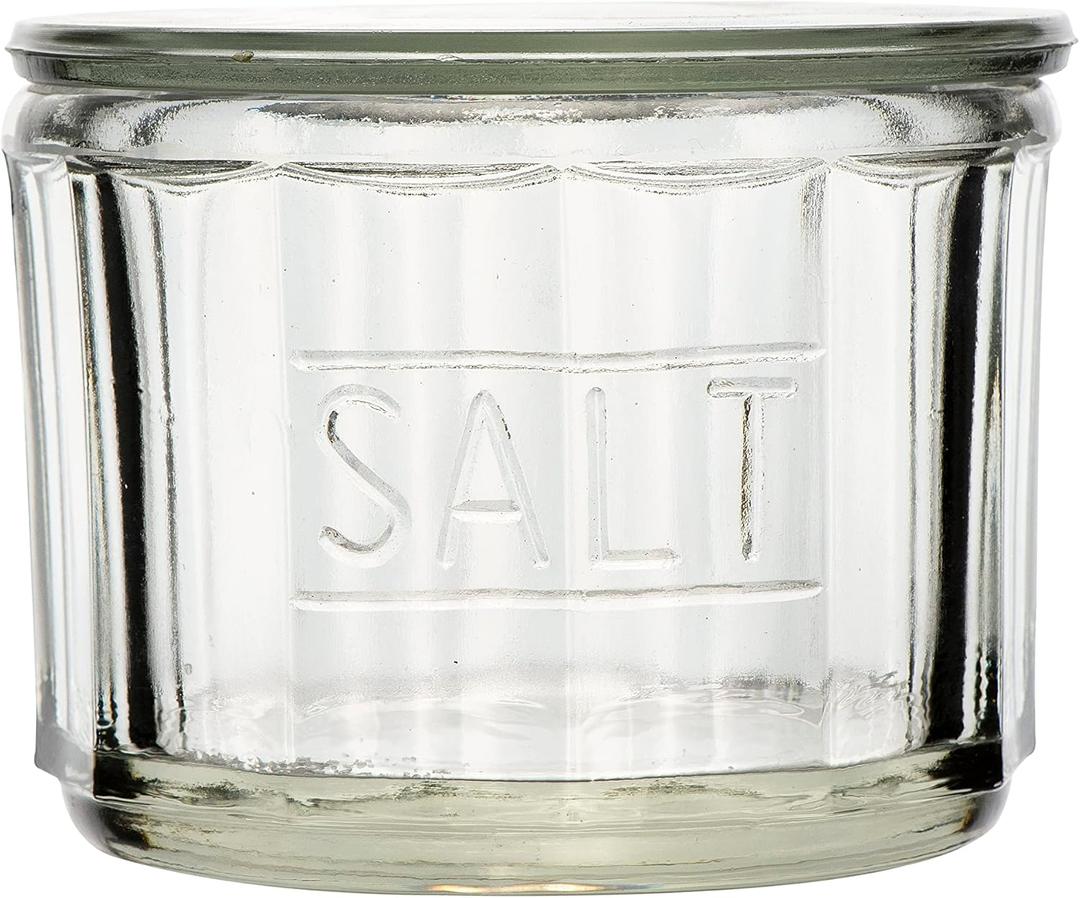 Creative Co-Op Round Pressed Glass Salt Cellar
