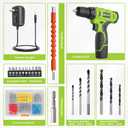 FADAKWALT Cordless Drill Set,12V Power Drill Set with Battery and Charger, Electric Driver/Drill Bits, 3/8'' Keyless Chuck,21+1 Torque Setting, 180 inch-lbs, with LED Electric Drill Set (Green)