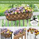 HFHOME 24 Inch Window Deck with Coco Liner, 24" Window Boxes Horse Trough with Coconut Coir Liner, Black Metal Hanging Flower Planter Basket Railing Planter for Outdoor Indoor Lawn - 2 Pack