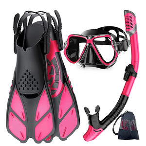 Zenoplige Mask Fins Snorkel Set, Snorkeling Gear for Adults, Panoramic View Snorkel Mask Anti-Fog, Adjustable Dive Flippers, Dry Top Snorkel and Travel Bag, Scuba Gear for Swimming Snorkeling Diving Size S/M