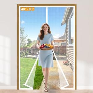 Yotache Door Net Screen with Magnet Fit Doors 48 x 83, Screen Size 50" x 84" Patio French Doors Net Heavy Duty Mesh Pets and Kids Friendly, White
