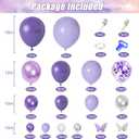 Amandir 144Pcs Purple Balloons Garland Arch Kit for Butterfly Baby Shower Decorations for Girl, 12Pcs Butterfly Stickers Lavender Purple Confetti Metallic Balloon for Birthday Wedding Party Decoration