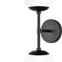 KoKo&Yukina Mid Century Modern Bathroom Matte Black Bathroom Vanity Light Fixtures Globe Sconce 2 Light Vanity Light Milky White Vanity Light Mid Century Wall Sconce