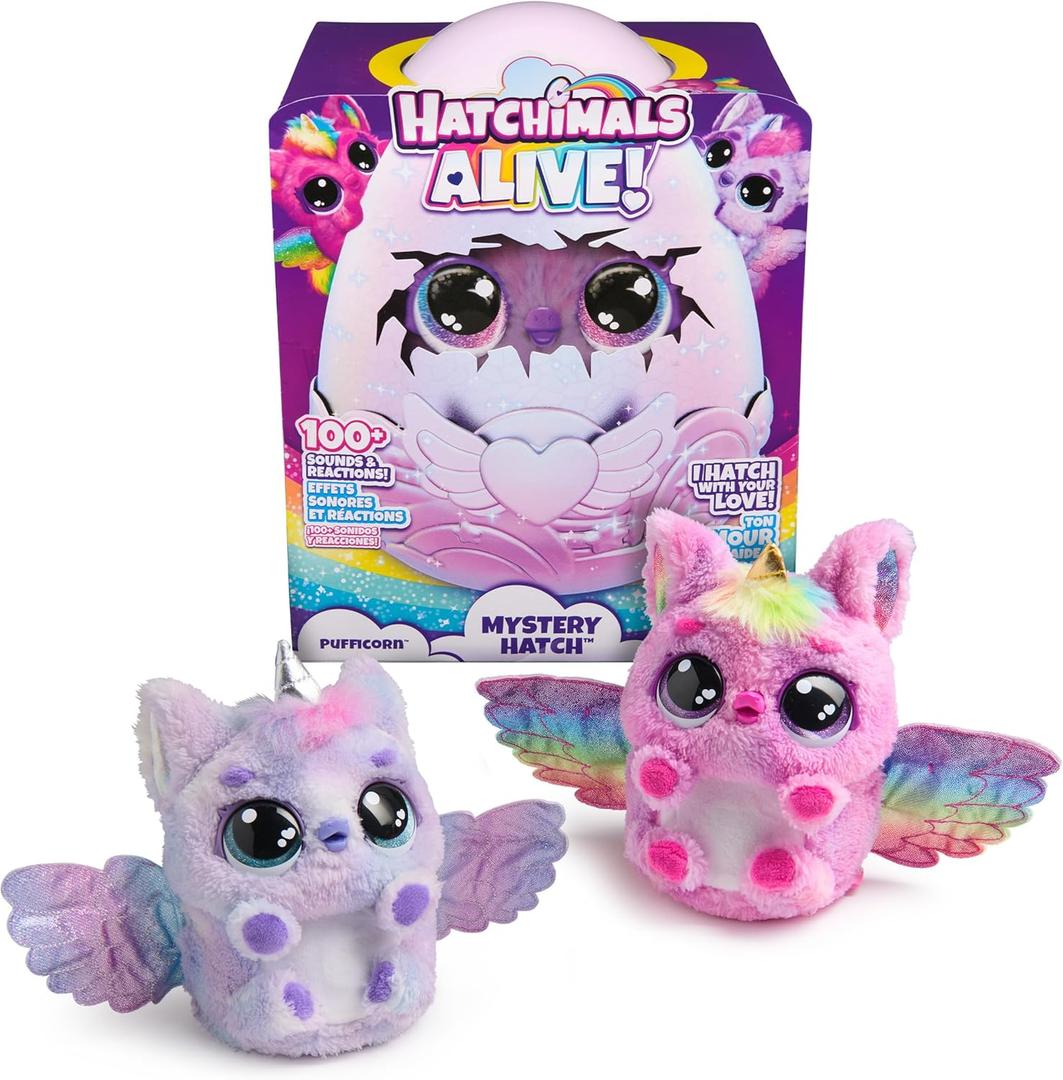 Hatchimals Alive, Mystery Hatch Pufficorn, Surprise Interactive Toy & Egg with Mist, Lights & Sounds (Styles May Vary), Kids Toys for Girls & Boys, Pack of 1 