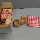 Geelin 12 Pcs Mini Woven Basket with Handle 20 Sheet Red and White Gingham Paper Napkins Wood Chip Mini Flower Fruit Picnic Basket Chip for Easter Spring Wedding Party Gift Decoration (Medium)