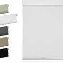 No Drill No Tools Blackout Roller Shades for Windows, Cordless Blinds with Linen Fabric-Matched, Custom Roller Blinds for Home Office Door, White, Custom Size