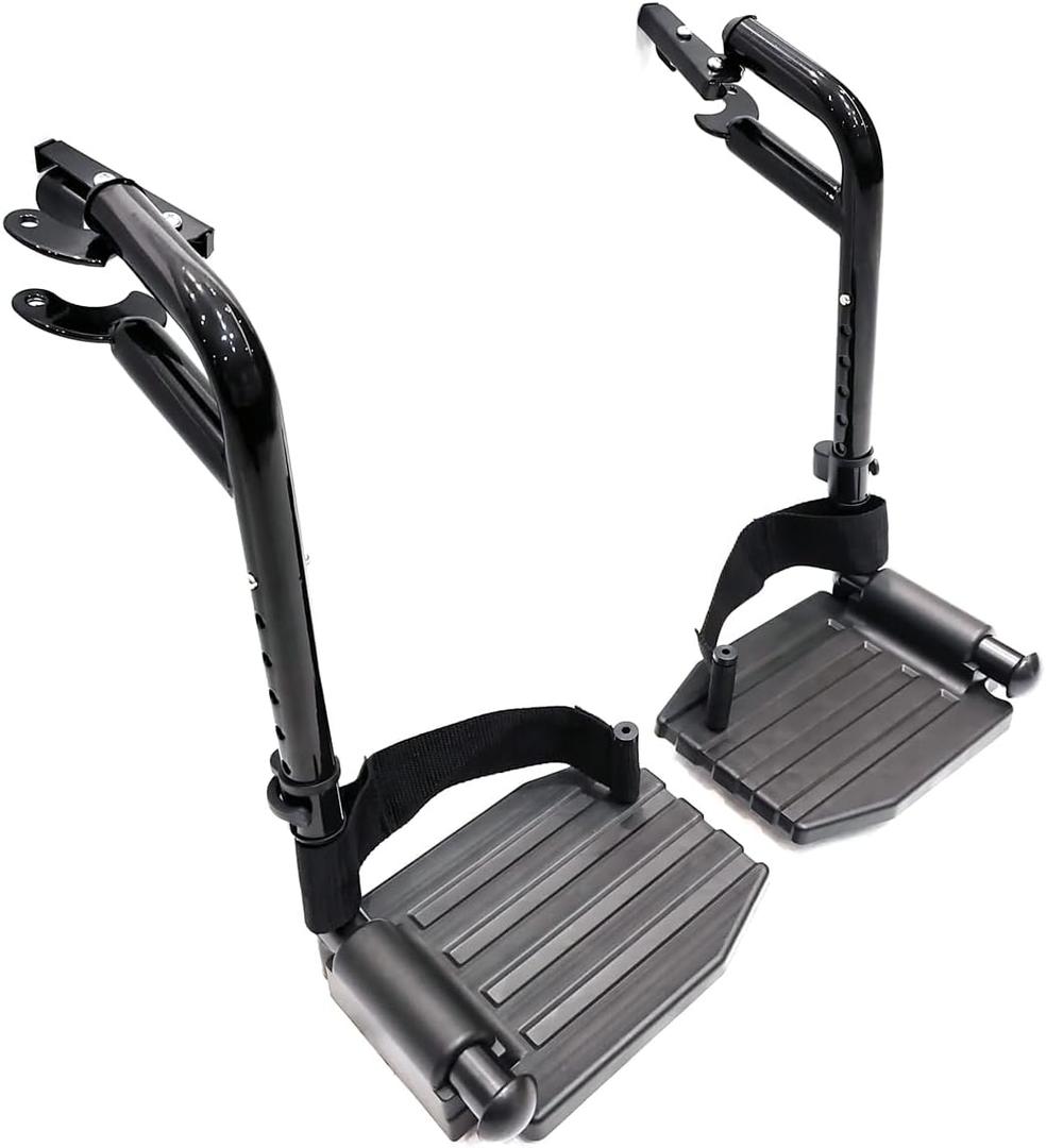Wheelchair Swing Away footrests,Economy Footrest for Standard Wheelchairs and Transport Chair, Composite Footplates and Heel Loops,Universal Swing-Away Footrests, Same Function as T93.(1 Pr, Black)