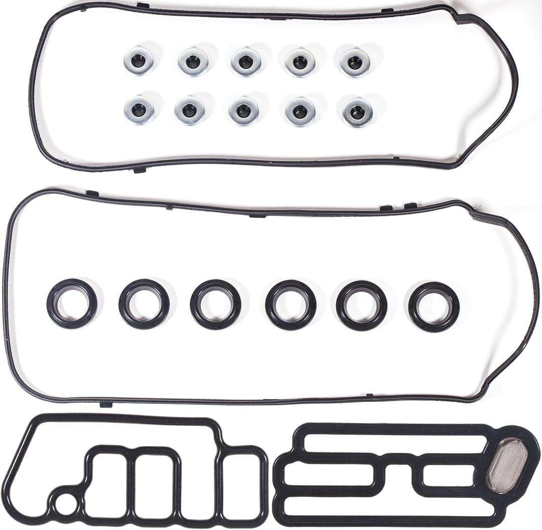 VS50773R for Honda Accord Odyssey Pilot Valve Cover Gasket Seal 3.5L&15845-R70-A01 Solenoid Valve Gasket Pilot Ridgeline Acura MDX RDX RL TL TSX ZDX 3.7L 2008 2009 2010 2011 2012 2013 2014 2015-2017.