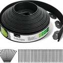 A ANLEOLIFE 60FT Plastic Landscape Edging, 2" Tall No-Dig Black Garden Border with 72 Spikes, Heavy-Duty Flexible Lawn Coil, Grass Barrier & Easy Install