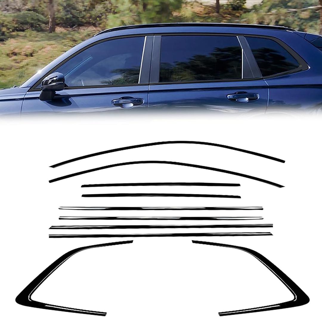10PCS Window Molding Trim Strip Compatible with Honda CR-V CRV 2023 2024 2025 2026 Door Window Frame Cover Trim (Glossy Black Stainless Steels)