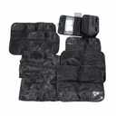 Travel Compression Packing Cube Set by the Brand Bagail. The carry bag is black and there are 8 total various packing bags of different sizes from a zip pouch to a cube the size of 18"x14"x5".