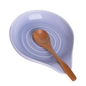 KITCHENLESTAR Large Ceramic Spoon Rest – 6.2 x 5.2 Inch Heat-Resistant Nonstick Spoon Holder for Stove Top, Glossy Finish, Dishwasher Safe, Stable & Heavy Duty for Cooking Utensils(Light Purple 1pc)
