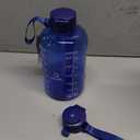 AQUAFIT 64 oz Water Bottle with Time Marker - Straw & Chug Lid - BPA Free Half Gallon Gym Water Bottle with Handle - Big Gallon Jug (Blue, 64 Ounces)