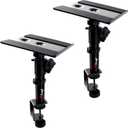 Tlingt Desktop Speaker Stands Pair, Clamp-on Monitor Speaker Stand Riser, 6.7x7.9 Metal Tray, Adjustable Height, -10 to +10 Tilted Angle, Ideal for 3 to 4-inch Monitor Speaker, Bookshelf Speaker