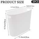 3 Pack Narrow Office Trash Can 3.2 Gallon Slim Waste Basket, Plastic Bathroom Wastebasket Slim Garbage Can Container Bin with Handle for Narrow Spaces Bathroom Bedroom Kitchen Office at Home, White