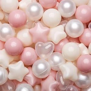 TRENDPLAY Ball Pit Balls Star and Heart Shapes for Toddlers - 200 Count Plastic Balls for Ball Pit Fun and Play, Pink Balls for Ball Pits