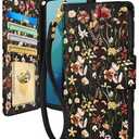 Toycamp for Moto G 5G 2024 Wallet Case with Wrist Strap - Leather Flip Folio Phone Case with RFID Blocking 4 Card Holder for Motorola G 5G 2024 Funda Cute Aesthetic for Women Ladies, Grow Flower