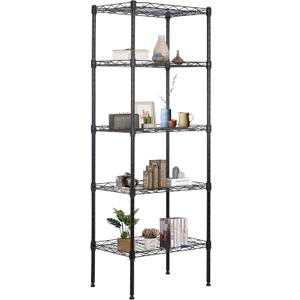 FDW 17L x 12W x 48H Wire Shelving 5 Tier Adjustable Metal Shelves NSF Pantry Shelves Storage Rack Shelving Units for Kitchen Garage Small Places Commercial,Black (171248)