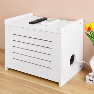 White Router Shelf Projector Shelf Projector Stand Router Storage Box Modem Cable Router Cover Organized Power Strip Cable Management Hider Rack by Solid Wood Need Assembly