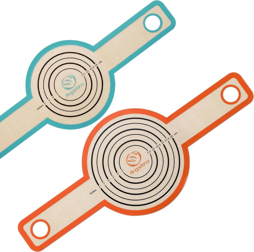 Angadona 2 Size Sourdough Silicone Bread Sling - 9.5 inch and 8.3 inch Round Non-Stick & Easy Clean Reusable Silicone Baking Mat for dutch oven. Sourdough Bread Baking mat tools supplier Liner