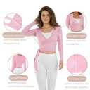 Women Ballet Pilates Wrap Tops Long Sleeve Tie Front Crop Shirts Y2K Dance Workout Yoga Going Out Tops