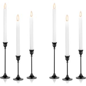 Nuptio Black Candle Holder Candlestick Holders Candle Sticks Holder Tapered Candle Holder Gothic Taper Candle Holders for Halloween Christmas Party Mantel Dinner Home Decoration 2 Sets(6 Pcs)