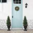 35" Artificial Cypress Topiary Cedar Topiaries for Indoors & Outdoor UV-Resistant Rated with Spike. Easy to Push in The Ground 3FT Home Garden Decor Set of 2