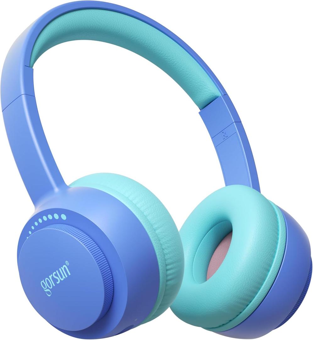 gorsun Kids Bluetooth Headphones, Toddler Headphones 85 dBA Safe Volume, 45 Hours Playtime, with Mic, Bluetooth 5.3, Kids Wireless Headset for iPad/Tablet/Travel/School, ldeal Gift (Blue)