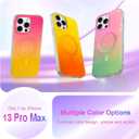 Aesthetic Case for iPhone 13 Pro Max Case for Women Girls, Compatible with Magsafe, Cute Girly Trendy Glitter Sparkly Rainbow Magnetic Protective Phone Cover, Matte Iridescent Yellow & Orange