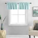 DONREN 2 Panels Room Darkening Aqua Valances for Windows - Rod Pocket Kitchen Window Treatment Valances (42 Wide by 15 Inches Long)