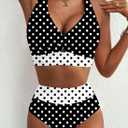 Herseas Women's 2 Piece Bikini Sets Twist Front Top Lily Print Swimsuits High Waisted Bathing Suit Beach Summer Swimwear (L)