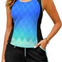 Arolina Tankini Swimsuits for Women Two Piece Athletic Bathing Suits Blouson Tankinis Top with Sporty Pockets Boy Shorts, Size 16W