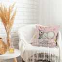 HONLUNG Winter Snowman Throw Pillow Covers 18x18,Pink Christmas Decorative Pillows Cover,Hello Winter Pillow Cover Decor for Home Sofa Bedroom