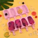 WMKGG Popsicle Silicone Molds Set, 2 PCS Ice Cream Molds with 50 Wooden Sticks for Cake Pop, Ice Pop, Cakesicles (Standard Size/Pink)