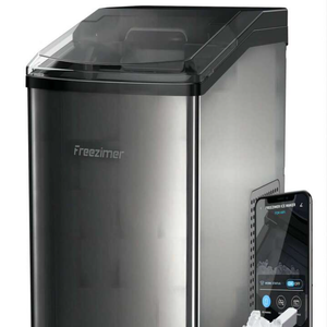 Freezimer Nugget Ice Maker Countertop WiFi Integrated | Portable Sonic Ice Machine For Home | Soft Pebble Ice Makers Self Cleaning | Chewable Pellet Ice Cube Maker | 40lbs/24h Ink Black