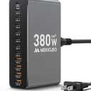 12 Ports Aluminum Alloy 380W Charging Station Fast USB C Charger Block 65W Laptop GaN Charger for MacBook Pro/Air/iPad Pro/iPhone (Gray)