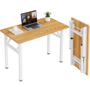 Need Small Folding Computer Desk, 35.8 Inch Writing Table, Teak & White