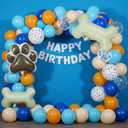 Gejoy 118 Pcs Blue Birthday Party Supplies Dog Theme Balloon Arch Puppy Bone Paw Ballon Blue Theme Happy Birthday Party Decorations Balloons Garland Kit(Cute Color)