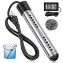 2000W Immersion Water Heater, Portable Water Heater Electric with Real-Time LCD Thermometer Control, with 304 SS Guard Fast Heats up 5 gallons Water in Minutes for Bucket, Basin, Bathtub, Small Pool