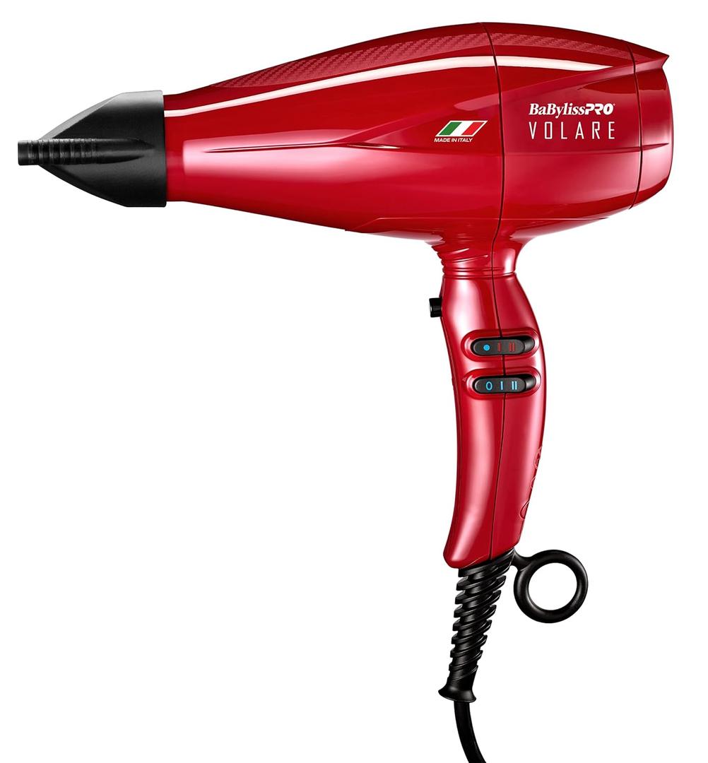 BaBylissPRO Nano Titanium Italian Volare Hair Dryer - Professional 2000 Watt Blow Dryer (Red)