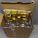 Yungyan 50 Pcs 4 oz Small Jars with Lids, Clear Mini Mason Jars Plastic Containers with Lids and Tags Mini Jelly Containers for Herb Jelly Wedding Favors Shower Party Favors(Gold Cap)