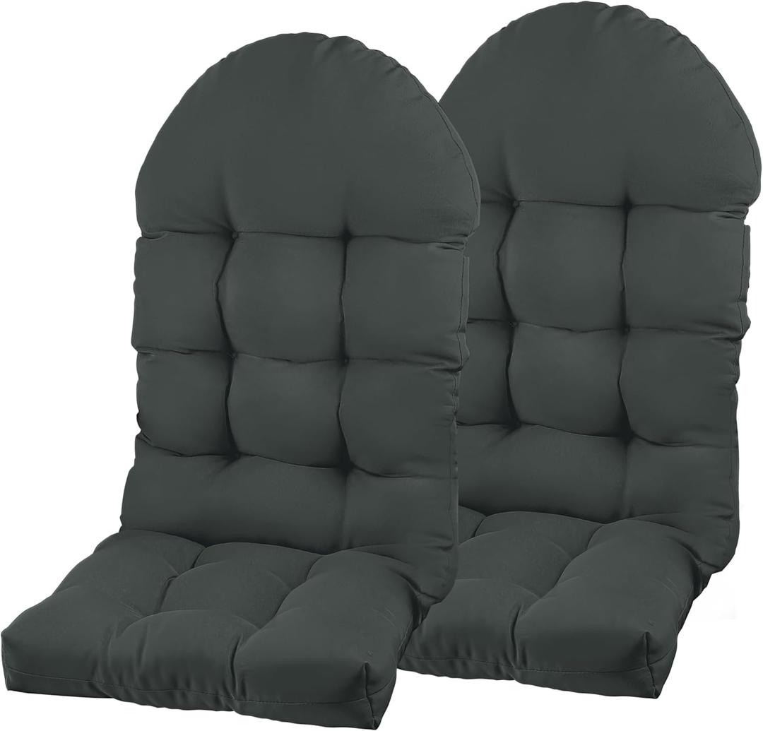 Large Adirondack Chair Cushion, Rocking Chair Cushion 50x20.8x4 inch, High Back Patio Cushions of Upper and Lower with Ties, Sunscreen and Fade-Resistant (Dark Grey, 2)