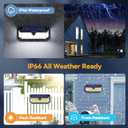 TECKNET 461 LED Solar Powered Outdoor Lights, 270 Angle & 3 Lighting Modes Motion Sensor Light Outdoor, Security Solar Lights Waterproof for Fence Front Door Yard Deck Garden Garage House - 6 Pack