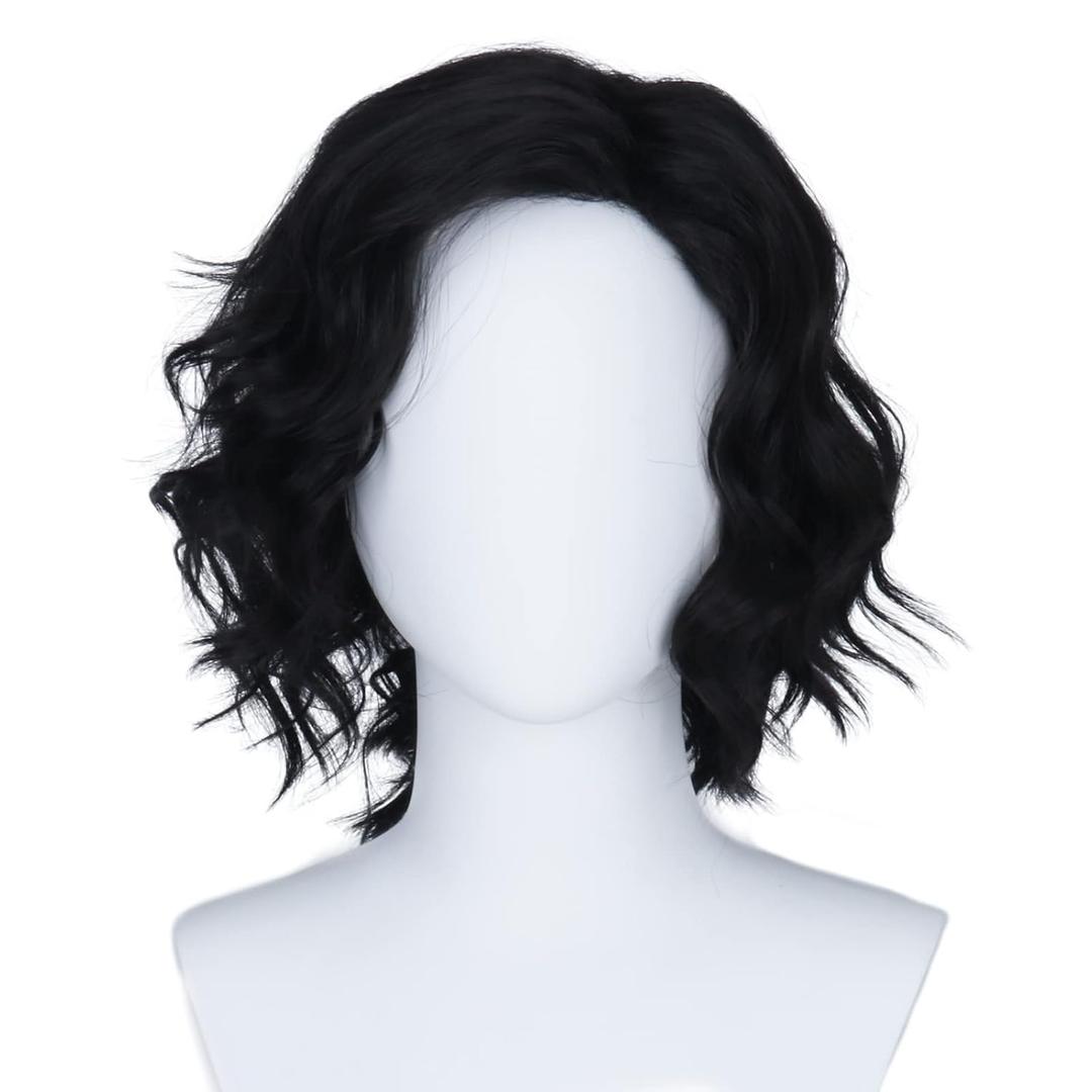 MIss U Hair Man Short Bob Wavy Curl Costume Wig Synthetic Mens Natual Black Cosplay Wig Daily Party